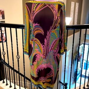 Boat neck midi dress with floral/paisley retro print size 14